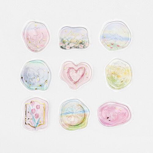BGM Clear Sealed Sticker Flake SEAL Foil Stamping - Dream Garden Seal | papermindstationery.com | BGM, Flake Stickers, Flower