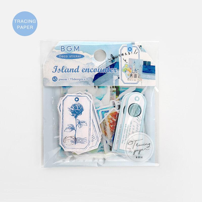 BGM Sticker Flake SEAL - Island Scene Light Blue | papermindstationery.com | BGM, Flake Stickers