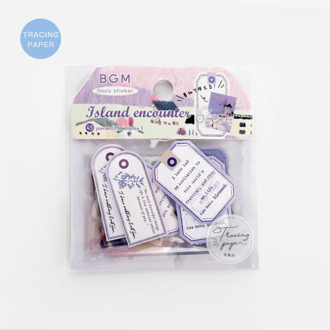 BGM Sticker Flake SEAL - Island Scene Lavender | papermindstationery.com | BGM, Flake Stickers