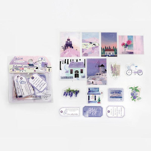 BGM Sticker Flake SEAL - Island Scene Lavender | papermindstationery.com | BGM, Flake Stickers