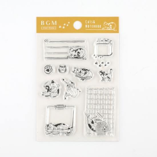 Notebook Cat - BGM Clear Stamp | papermindstationery.com