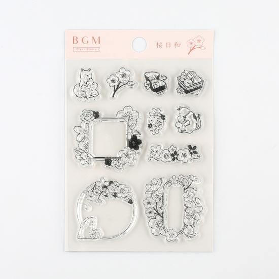 BGM Clear Stamp - Sakura & Frame | papermindstationery.com | BGM, clear stamps, Flower
