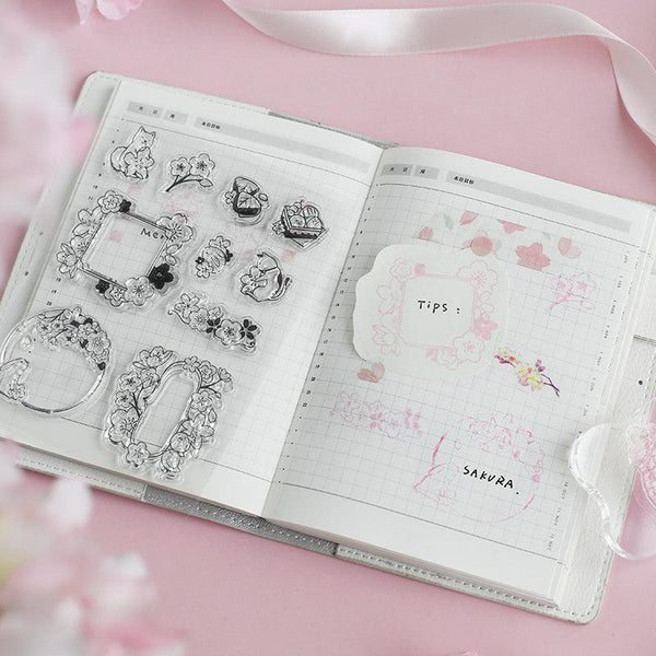 BGM Clear Stamp - Sakura & Frame | papermindstationery.com | BGM, clear stamps, Flower