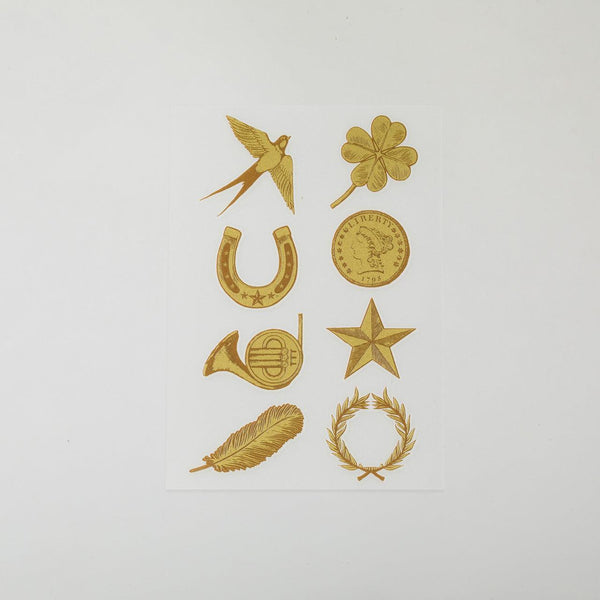 Gift Set - Irodo Fabric Decorating Transfer Stickers Lucky Motif Gold & Pattern Star Black | papermindstationery.com | free gift