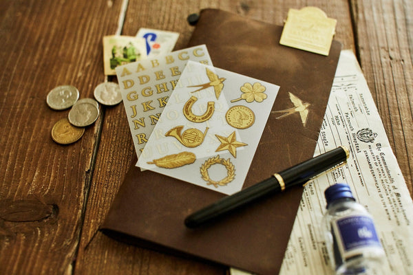 Gift Set - Irodo Fabric Decorating Transfer Stickers Lucky Motif Gold & Pattern Star Black | papermindstationery.com | free gift