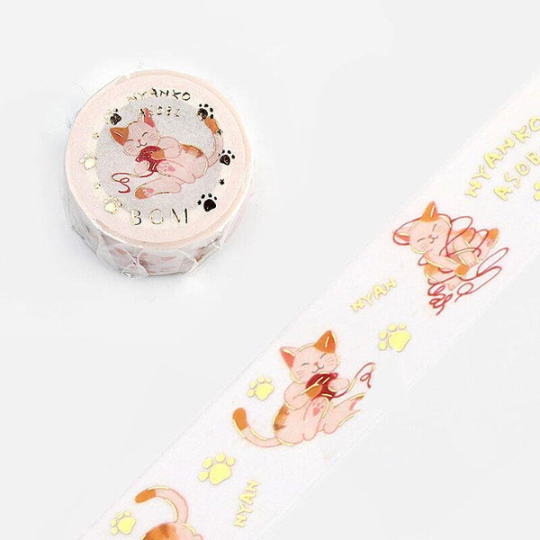 Gift Set - BGM Washi Tape - Cat Wool Ball & Flake Stickers - Forest Diary Cat | papermindstationery.com | free gift