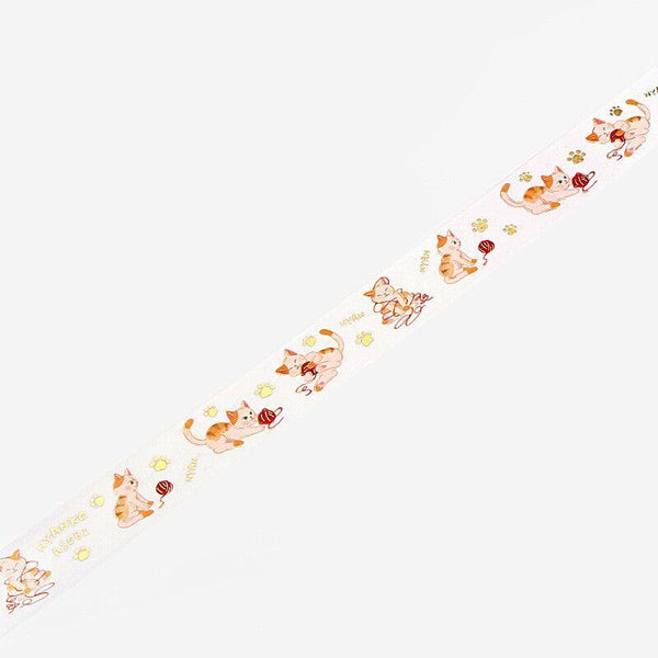 Gift Set - BGM Washi Tape - Cat Wool Ball & Flake Stickers - Forest Diary Cat | papermindstationery.com | free gift