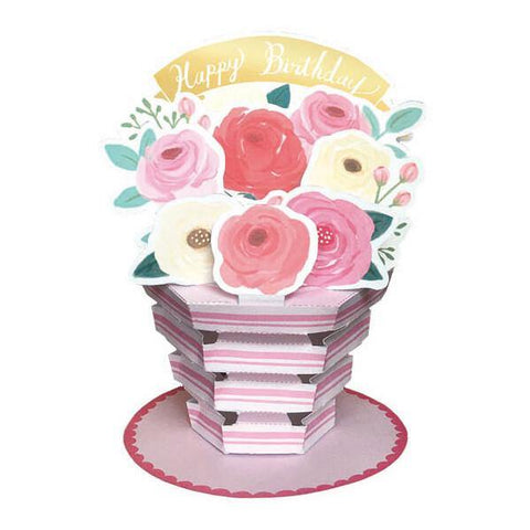 Greeting Life Pop Up Birthday Card - Flower Pot Rose | papermindstationery.com