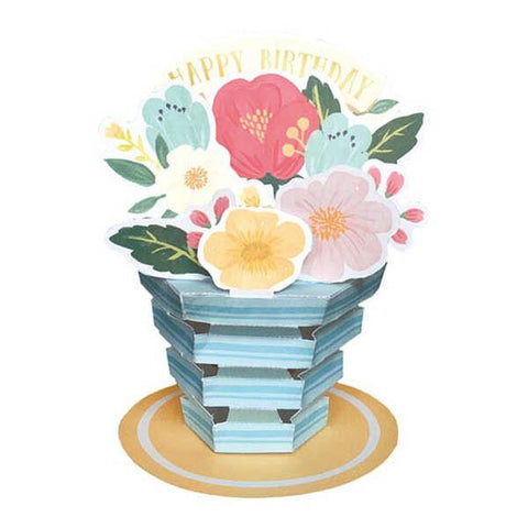Greeting Life Pop Up Birthday Card - Flower Pot Mixed Flowers | papermindstationery.com