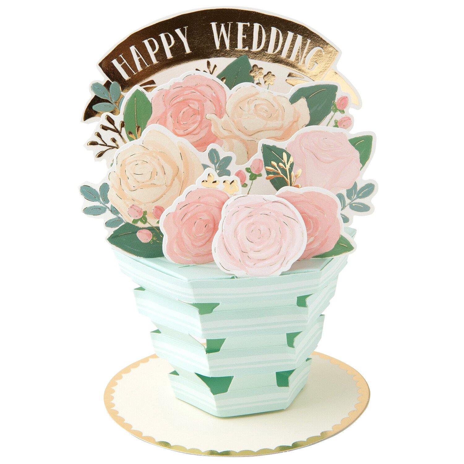 Greeting Life Pop Up Wedding Card - Flower Pot Wedding Flowers | papermindstationery.com | boxing, Flower, Greeting Cards, Greeting Life, Paper Products, sale, Wedding Card