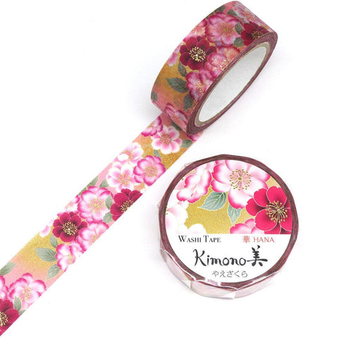 Kamiiso Kimono Washi Tape 15mm Masking Tape Foil Stamping - Multi Layered Cherry Blossom | papermindstationery.com