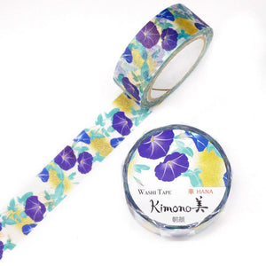 Kamiiso Kimono Washi Tape 15mm Masking Tape Foil Stamping - Morning Glory | papermindstationery.com