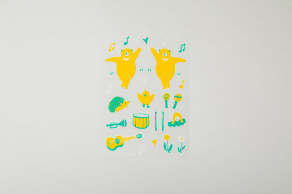 Irodo Fabric Decorating Transfer Sticker - Dancing Bear Yellow & Green | papermindstationery.com | Animal, boxing, Irodo, sale, Stickers For Fabric