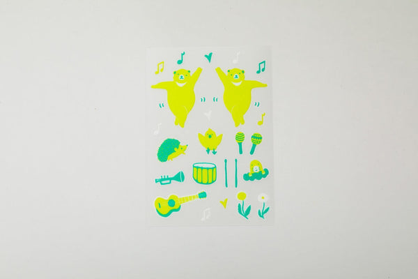 Irodo Fabric Decorating Transfer Sticker - Dancing Bear Green & Lime | papermindstationery.com | Animal, Bear, boxing, Irodo, sale, Stickers For Fabric