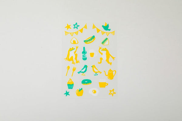Irodo Fabric Decorating Transfer Sticker - Picnic Frog Yellow & Green | papermindstationery.com