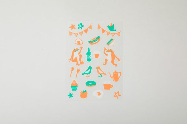 Irodo Fabric Decorating Transfer Sticker - Picnic Frog Peach & Green | papermindstationery.com | Animal, boxing, Irodo, sale, Stickers For Fabric