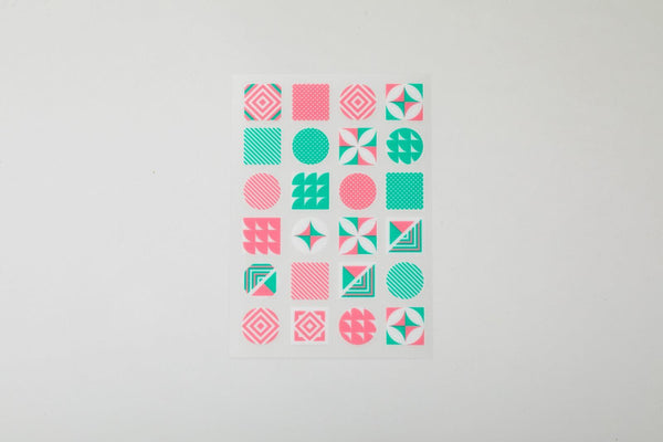 Irodo Fabric Decorating Transfer Sticker - Tiles Pink & Green | papermindstationery.com