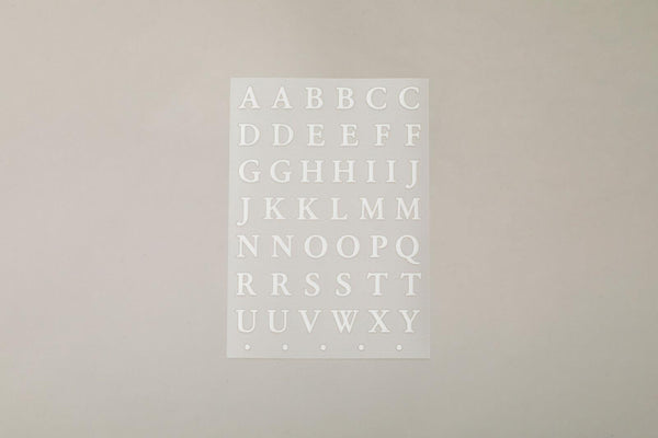 Irodo Fabric Decorating Transfer Sticker - Alphabets (Serif) White | papermindstationery.com