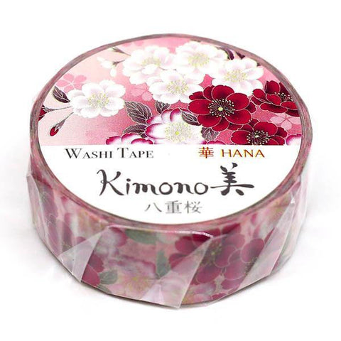 Kamiiso Kimono Washi Tape 15mm - Double Cherry Blossoms | papermindstationery.com