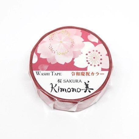 Kamiiso Kimono Washi Tape 15mm Foil Stamping - Sakura | papermindstationery.com | 15mm Washi Tapes, Flower, Kamiiso, Washi Tapes