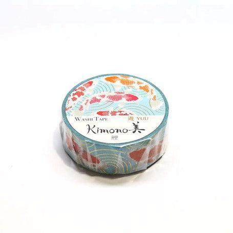 Kamiiso Kimono Washi Tape 15mm Foil Stamping - Fish Koi | papermindstationery.com | 15mm Washi Tapes, Animal, Fish, Kamiiso Sansyo, Washi Tapes