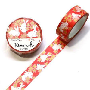 Kamiiso Kimono Washi Tape 15mm Masking Tape Foil Stamping - Rabbit | papermindstationery.com | 15mm, Animal, Kamiiso, Rabbit, Washi Tapes