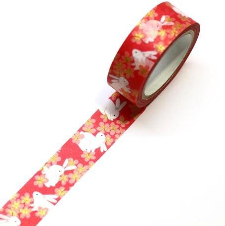 Kamiiso Kimono Washi Tape 15mm Masking Tape Foil Stamping - Rabbit | papermindstationery.com | 15mm, Animal, Kamiiso, Rabbit, Washi Tapes