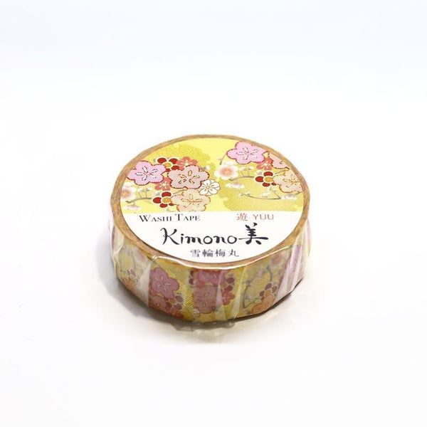 Kamiiso Kimono Washi Tape 15mm Foil Stamping - Japanese Golden Ume Plum Flower | papermindstationery.com | 15mm Washi Tapes, Flower, Kamiiso, Washi Tapes