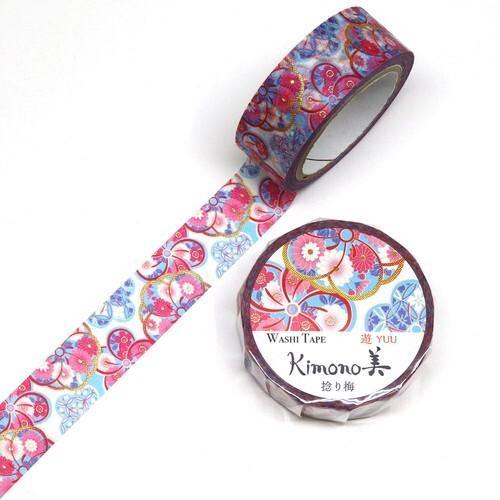 Kamiiso Kimono Washi Tape 15mm Foil Stamping - Japanese Ume Flower Pattern | papermindstationery.com | 15mm Washi Tapes, Flower, Kamiiso, Washi Tapes