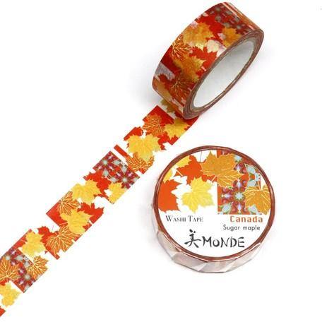 Kamiiso Monde Washi Tape 15mm Foil Stamping - Canada Maple Leaf | papermindstationery.com