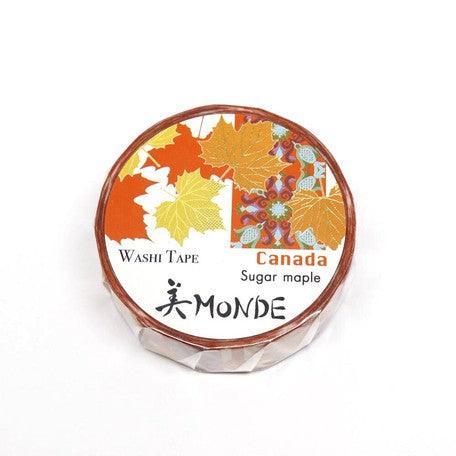 Kamiiso Monde Washi Tape 15mm Foil Stamping - Canada Maple Leaf | papermindstationery.com | 15mm Washi Tapes, Flower, Kamiiso, Kamiiso Sansyo, Washi Tapes