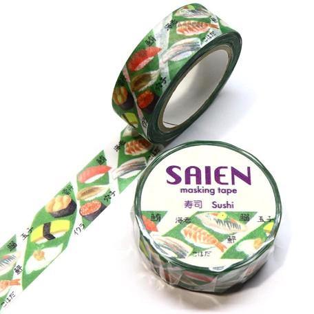 Kamiiso Saien Washi Tape 15mm Masking Tape - Nigiri Sushi | papermindstationery.com | 15mm Washi Tapes, Food, Kamiiso Sansyo, Washi Tapes