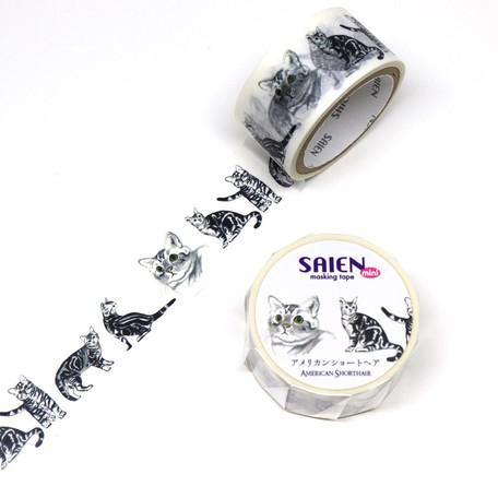 Kamiiso Saien Washi Tape 20mm Masking Tape - American Shorthair Cat | papermindstationery.com | 20mm, Cat, Kamiiso, Pet, Washi Tapes