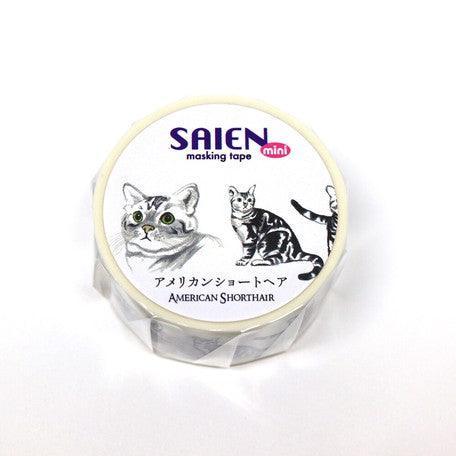 Kamiiso Saien Washi Tape 20mm Masking Tape - American Shorthair Cat | papermindstationery.com
