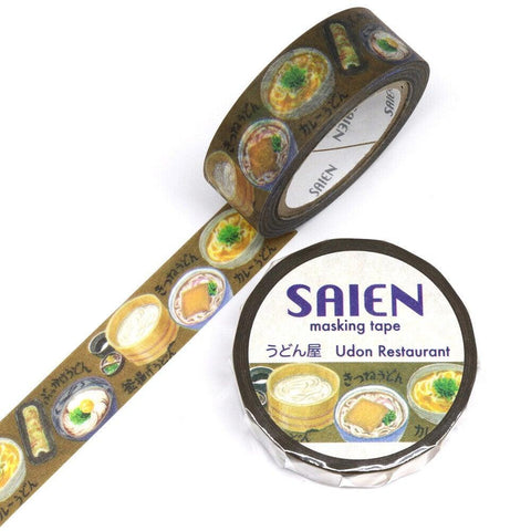 Kamiiso Saien Washi Tape 15mm Masking Tape - Japanese Udon Noodles | papermindstationery.com | 15mm Washi Tapes, Food, Kamiiso, Restaurant, Washi Tapes