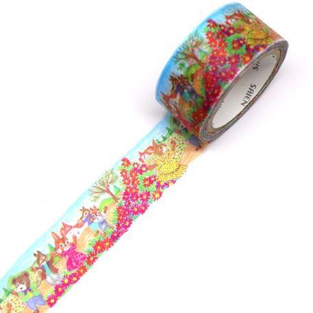 Kamiiso Saien Washi Tape 20mm - Cosmos Flower Field | papermindstationery.com | 20mm, Flower, Kamiiso, Washi Tapes