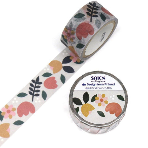 Kamiiso Saien Washi Tape 20mm - Heidi Valkola Flowers | papermindstationery.com | 20mm Washi Tapes, boxing, Flower, Kamiiso, sale, Washi Tapes
