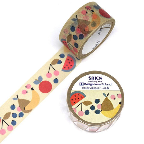 Kamiiso Saien Washi Tape 20mm - Heidi Valkola Fruit | papermindstationery.com | 20mm Washi Tapes, boxing, Fruit, Kamiiso, sale, Washi Tapes