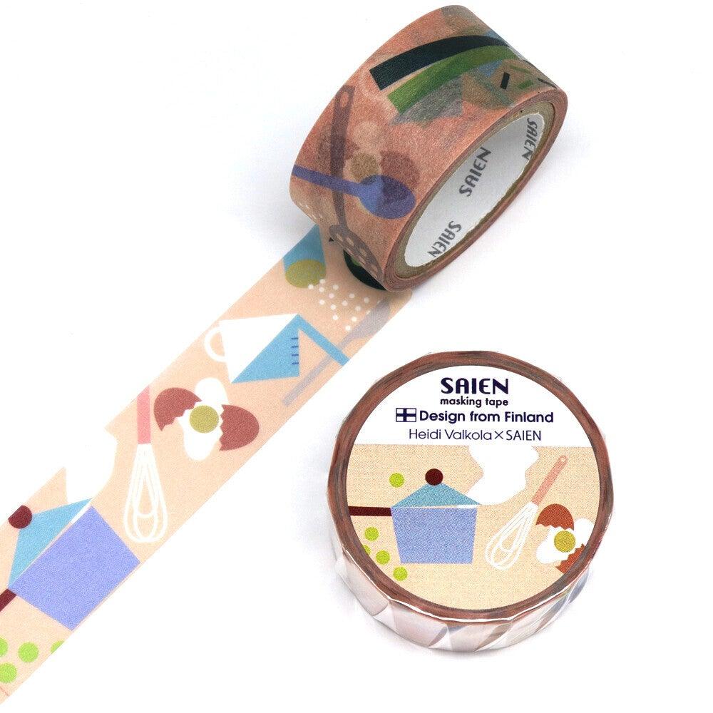 Kamiiso Saien Washi Tape 20mm - Heidi Valkola Kitchen | papermindstationery.com | 20mm Washi Tapes, boxing, Kamiiso, Others, sale, Washi Tapes