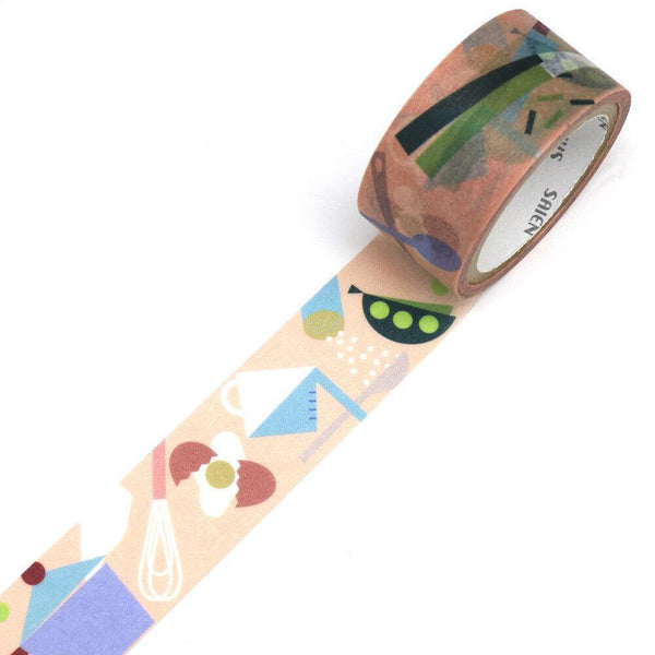 Kamiiso Saien Washi Tape 20mm - Heidi Valkola Kitchen | papermindstationery.com | 20mm Washi Tapes, boxing, Kamiiso, Others, sale, Washi Tapes