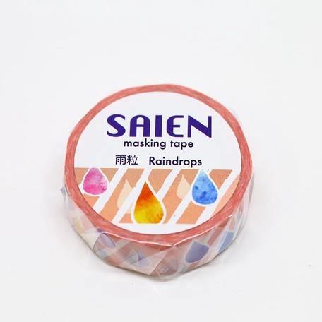 Kamiiso Saien Washi Tape 15mm Masking Tape - Colorful Raindrops | papermindstationery.com