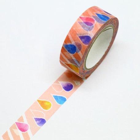 Kamiiso Saien Washi Tape 15mm Masking Tape - Colorful Raindrops | papermindstationery.com | 15mm, boxing, Kamiiso, Others, sale, Washi Tapes