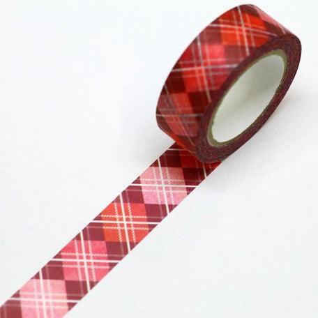 Kamiiso Saien Washi Tape 15mm Masking Tape - Argyle Pattern Red | papermindstationery.com | 15mm, boxing, Kamiiso, Others, sale, Washi Tapes