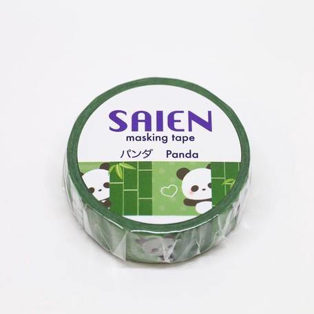 Kamiiso Saien Washi Tape 15mm Masking Tape - Panda Bamboo | papermindstationery.com | 15mm Washi Tapes, Animal, Bear, Kamiiso, Washi Tapes