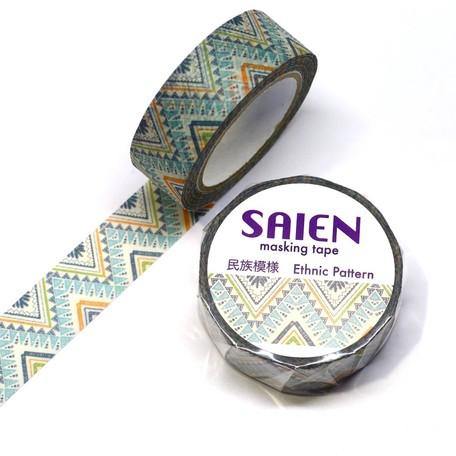 Kamiiso Saien Washi Tape 15mm Masking Tape - Ethnic Pattern | papermindstationery.com | 15mm Washi Tapes, boxing, Flower, Kamiiso, sale, Washi Tapes