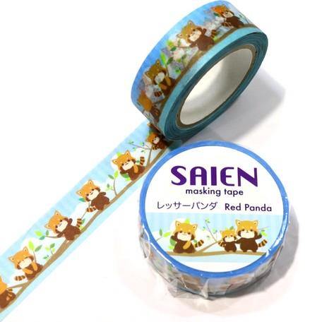 Kamiiso Saien Washi Tape 15mm Masking Tape - Red Panda | papermindstationery.com | 15mm Washi Tapes, Animal, Bear, Kamiiso, panda, Washi Tapes