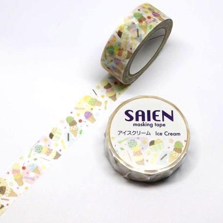 Kamiiso Saien Washi Tape 15mm Masking Tape - Icecream | papermindstationery.com | 15mm, Dessert, Kamiiso, Washi Tapes