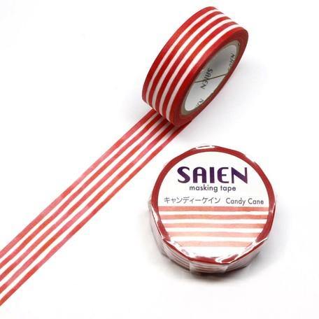Kamiiso Saien Washi Tape 15mm - Candy Cane Stripe Red | papermindstationery.com | 15mm, boxing, Dessert, Kamiiso, sale, Washi Tapes