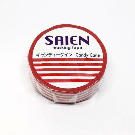 Kamiiso Saien Washi Tape 15mm - Candy Cane Stripe Red | papermindstationery.com