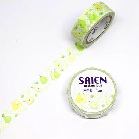 Kamiiso Saien Washi Tape 15mm Masking Tape - Pear | papermindstationery.com | 15mm Washi Tapes, boxing, Fruit, Kamiiso, sale, Washi Tapes